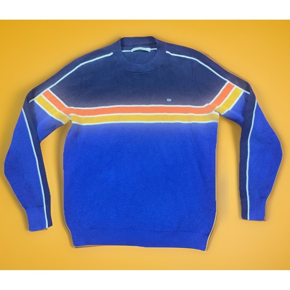 Outerknown Sweater Mens Large Blue Nostalgic Nostalgia Striped Crewneck Slater
